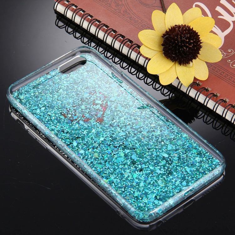 For  iPhone 8 & 7  Green Glitter Powder Heart Pattern TPU Bumper Frame Protective Hard Back Cover Case