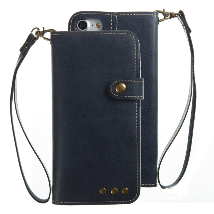 For iPhone SE 2020 & 8 & 7 Retro Crazy Horse Texture Horizontal Flip PU Leather Case with Card Slots & Wallet & Hand Strap