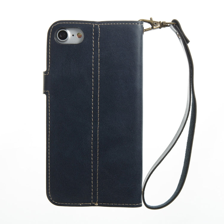 For iPhone SE 2020 & 8 & 7 Retro Crazy Horse Texture Horizontal Flip PU Leather Case with Card Slots & Wallet & Hand Strap