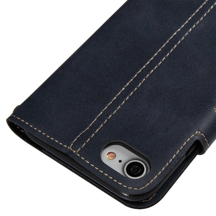 For iPhone SE 2020 & 8 & 7 Retro Crazy Horse Texture Horizontal Flip PU Leather Case with Card Slots & Wallet & Hand Strap