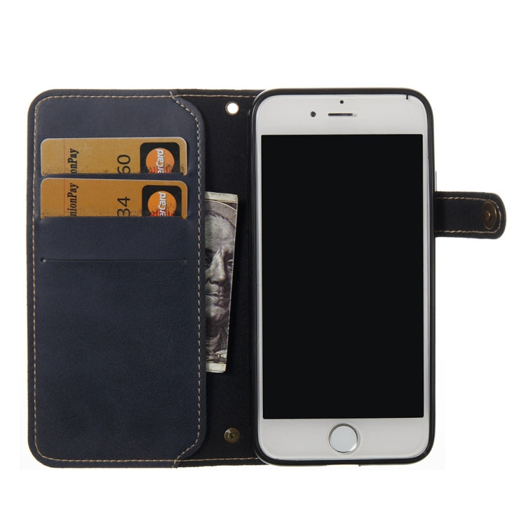 For iPhone SE 2020 & 8 & 7 Retro Crazy Horse Texture Horizontal Flip PU Leather Case with Card Slots & Wallet & Hand Strap