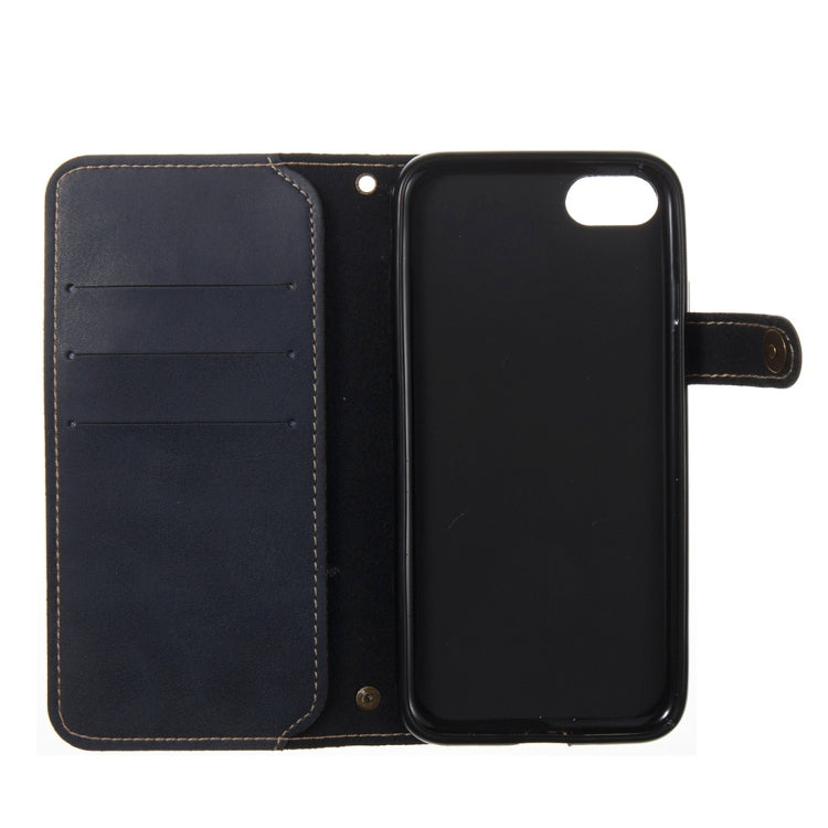For iPhone SE 2020 & 8 & 7 Retro Crazy Horse Texture Horizontal Flip PU Leather Case with Card Slots & Wallet & Hand Strap