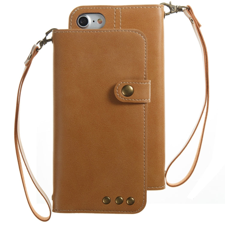 For iPhone SE 2020 & 8 & 7 Retro Crazy Horse Texture Horizontal Flip PU Leather Case with Card Slots & Wallet & Hand Strap