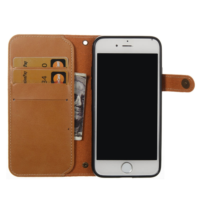 For iPhone SE 2020 & 8 & 7 Retro Crazy Horse Texture Horizontal Flip PU Leather Case with Card Slots & Wallet & Hand Strap