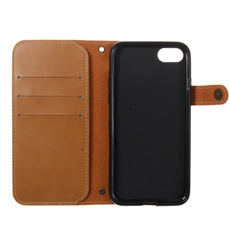 For iPhone SE 2020 & 8 & 7 Retro Crazy Horse Texture Horizontal Flip PU Leather Case with Card Slots & Wallet & Hand Strap