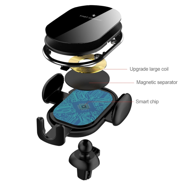 CW8 10W Fully Automatic 270 Degree Rotating Car Wireless Charger Mobile Phone Holder for 4.5-6.5 inch Mobile Phones