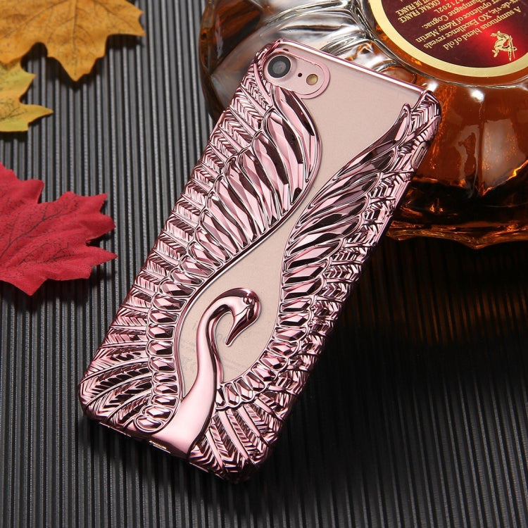 For  iPhone 8 & 7  Embossed Swan Pattern Electroplating TPU Protective Cover Case