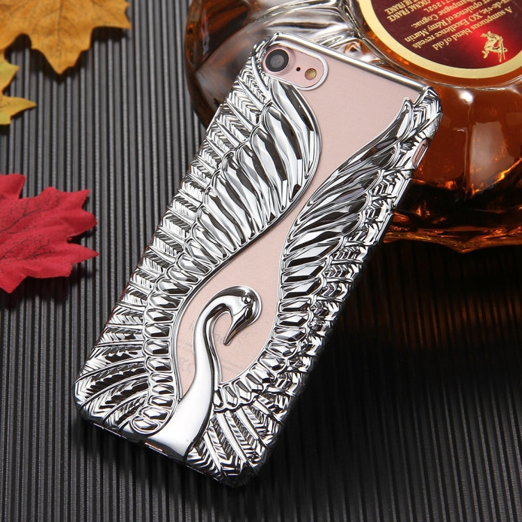 For  iPhone 8 & 7  Embossed Swan Pattern Electroplating TPU Protective Cover Case