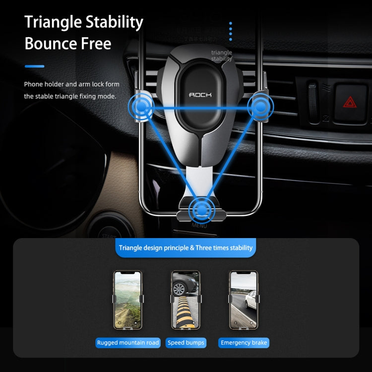 ROCK Car Gravity Air Outlet Mobile Phone Holder Bracket Pro, Business Edition (Black)