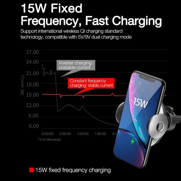 CAFELE 360 Degrees Rotating Car Air Outlet Phone Holder, Support 15W Qi Standard Wireless Charge Function