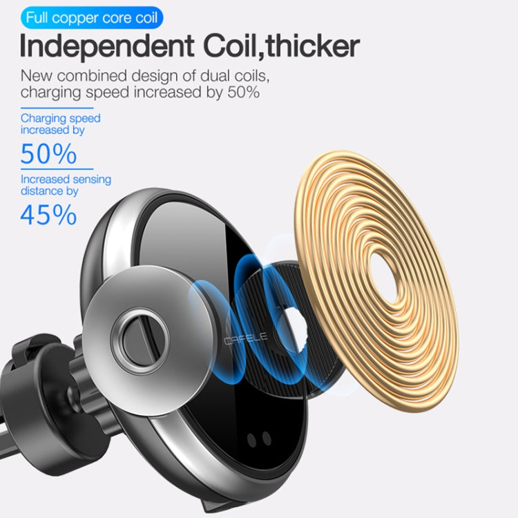 CAFELE 360 Degrees Rotating Car Air Outlet Phone Holder, Support 15W Qi Standard Wireless Charge Function
