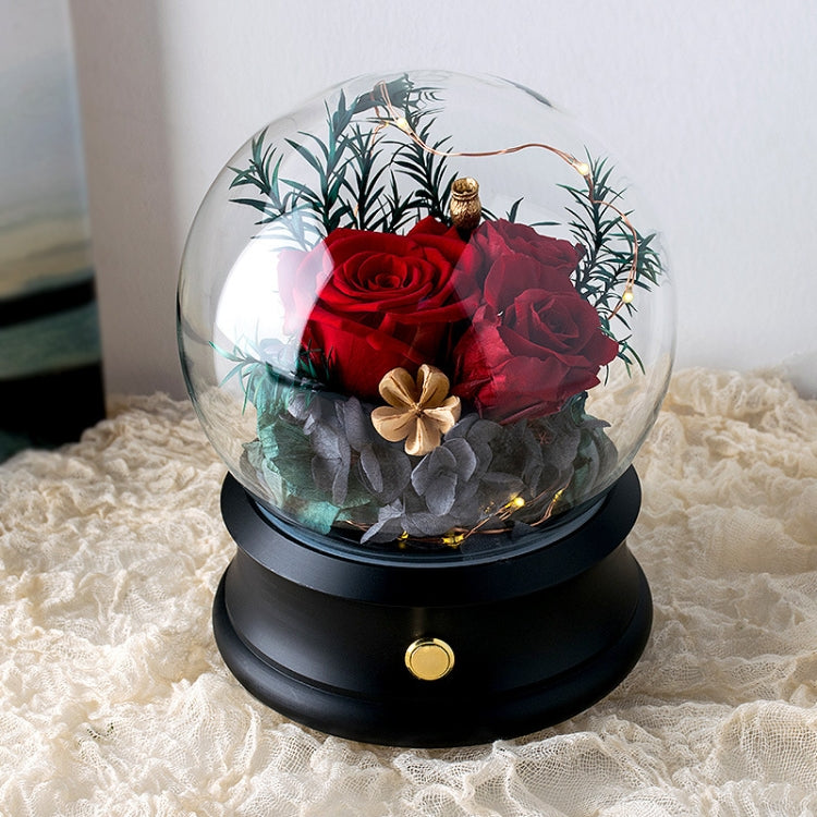 Eternal Flower Round Crystal Ball Decoration Shape Bluetooth Speaker with Light(Black)