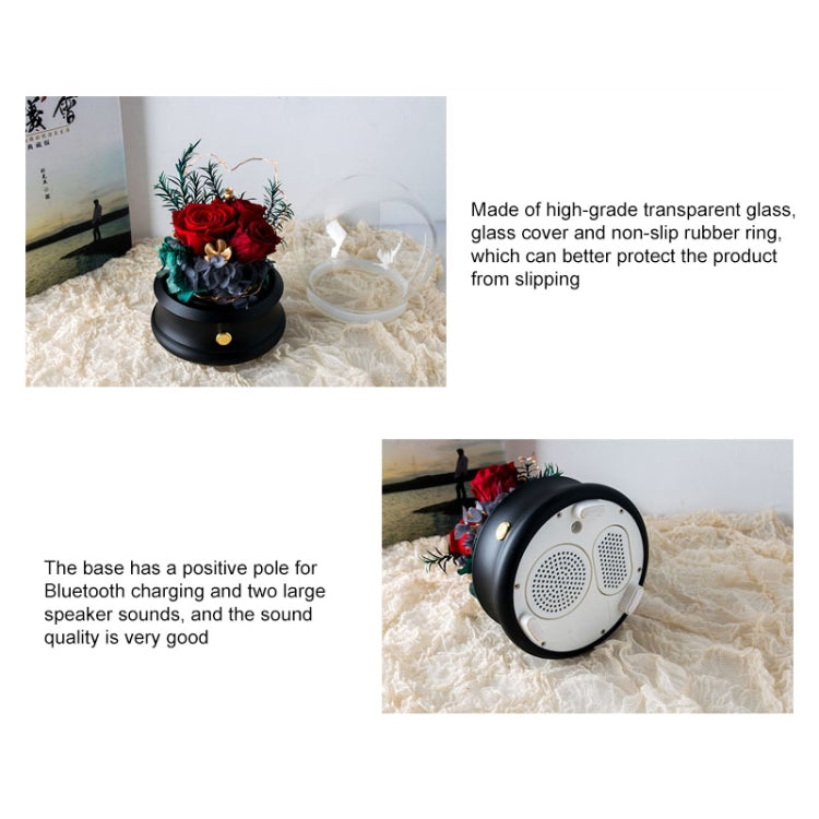 Eternal Flower Round Crystal Ball Decoration Shape Bluetooth Speaker with Light(Black)