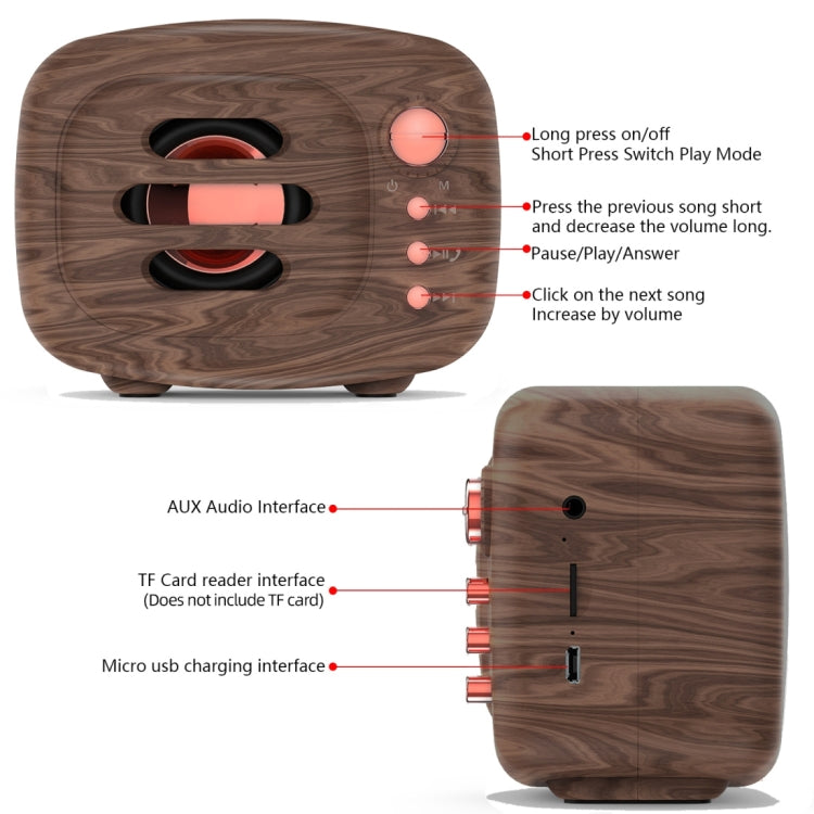 B11 Bluetooth 5.0 Retro Style Wireless Bluetooth Speaker, Supports Hands-free Calling & 32GB TF Card & 3.5mm Audio Jack