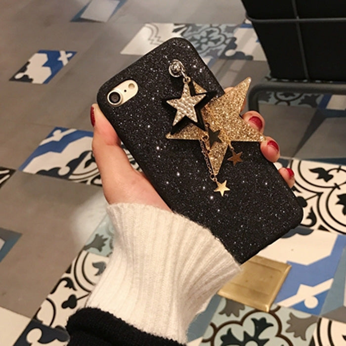 For  iPhone 8 & 7  Glitter Powder Soft TPU Protective Back Cover Case with Star Pandent
