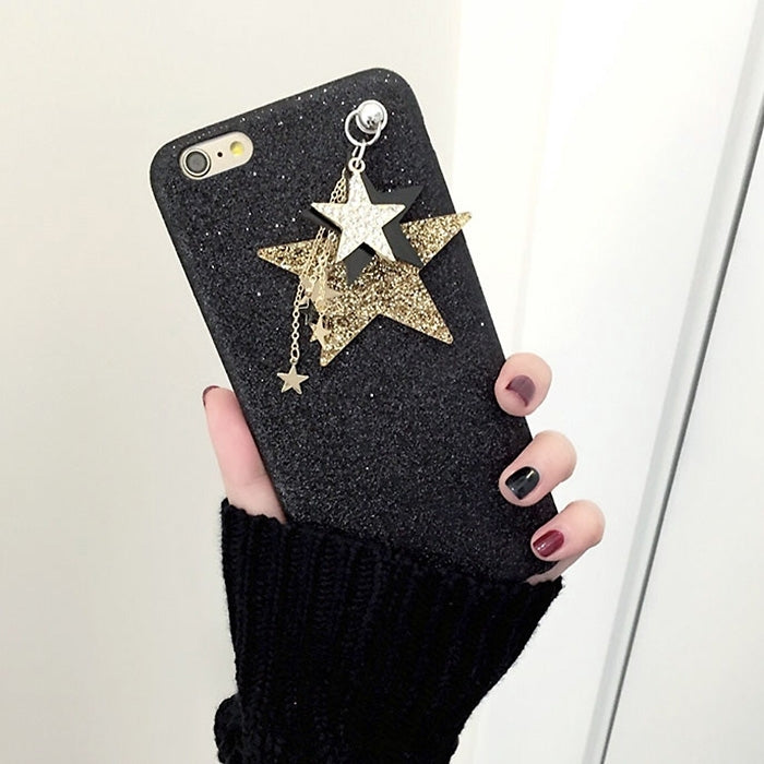 For  iPhone 8 & 7  Glitter Powder Soft TPU Protective Back Cover Case with Star Pandent