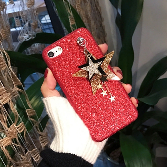 For  iPhone 8 & 7  Glitter Powder Soft TPU Protective Back Cover Case with Star Pandent