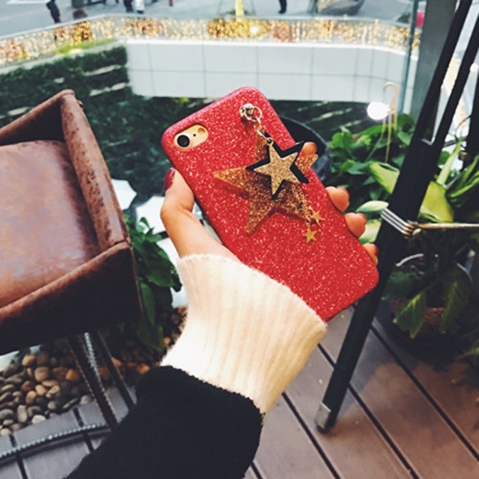 For  iPhone 8 & 7  Glitter Powder Soft TPU Protective Back Cover Case with Star Pandent