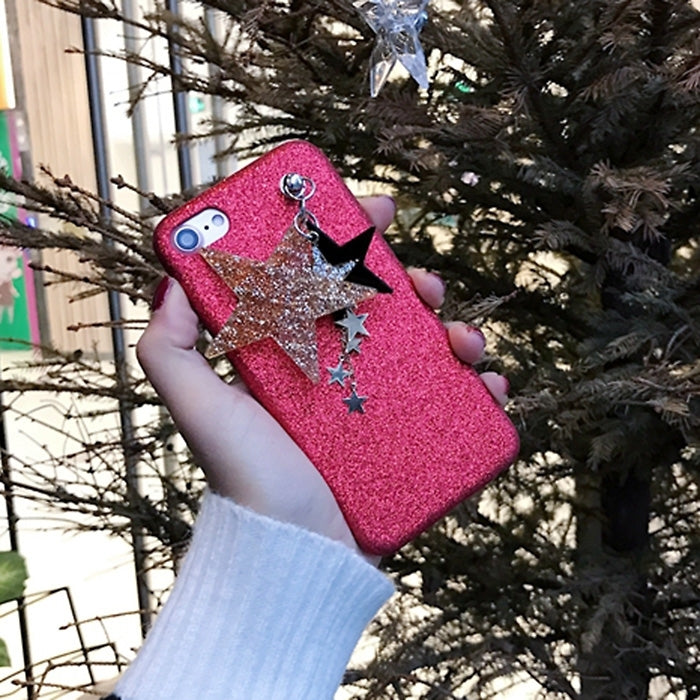For  iPhone 8 & 7  Glitter Powder Soft TPU Protective Back Cover Case with Star Pandent