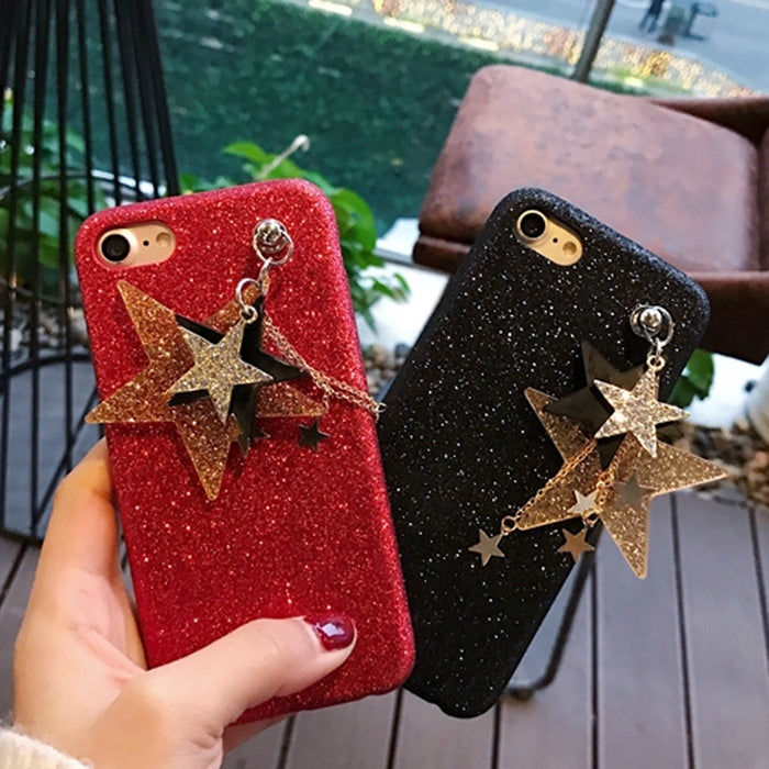 For  iPhone 8 & 7  Glitter Powder Soft TPU Protective Back Cover Case with Star Pandent