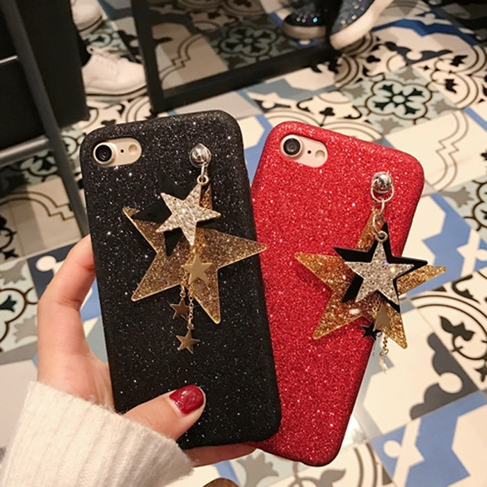 For  iPhone 8 & 7  Glitter Powder Soft TPU Protective Back Cover Case with Star Pandent