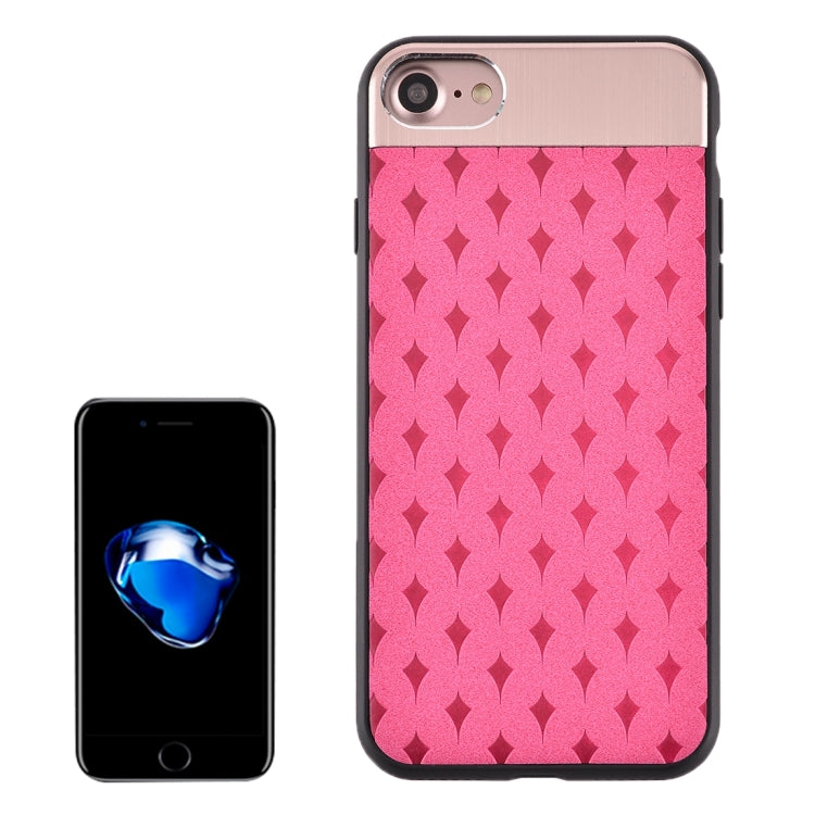 For  iPhone 8 & 7  Flower Texture Metal + PU Leather Surface Protective Case Back Cover