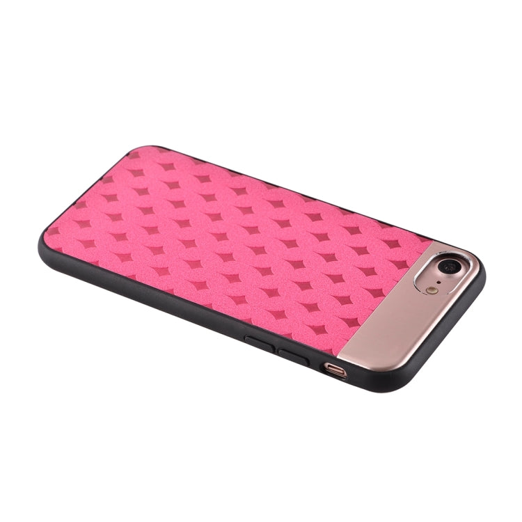 For  iPhone 8 & 7  Flower Texture Metal + PU Leather Surface Protective Case Back Cover