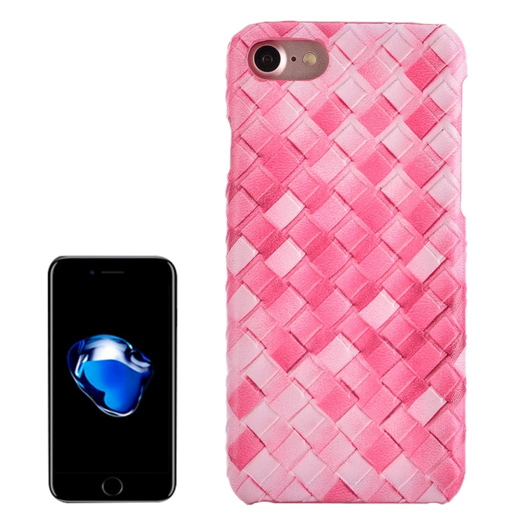 For  iPhone 8 & 7  Wide Weave Texture PU Leather Surface Protective Case Back Cover