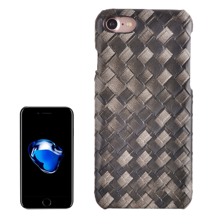 For  iPhone 8 & 7  Wide Weave Texture PU Leather Surface Protective Case Back Cover