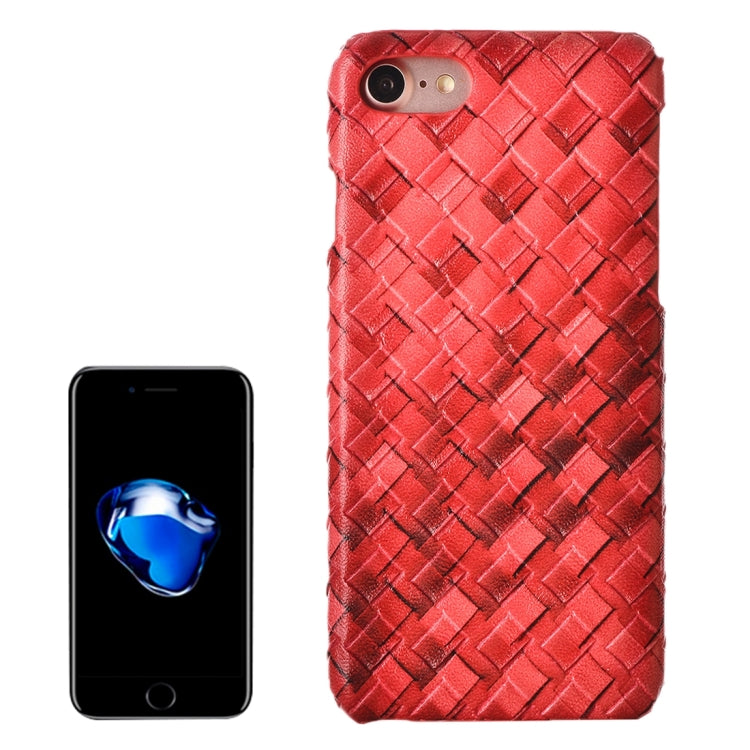 For  iPhone 8 & 7  Wide Weave Texture PU Leather Surface Protective Case Back Cover