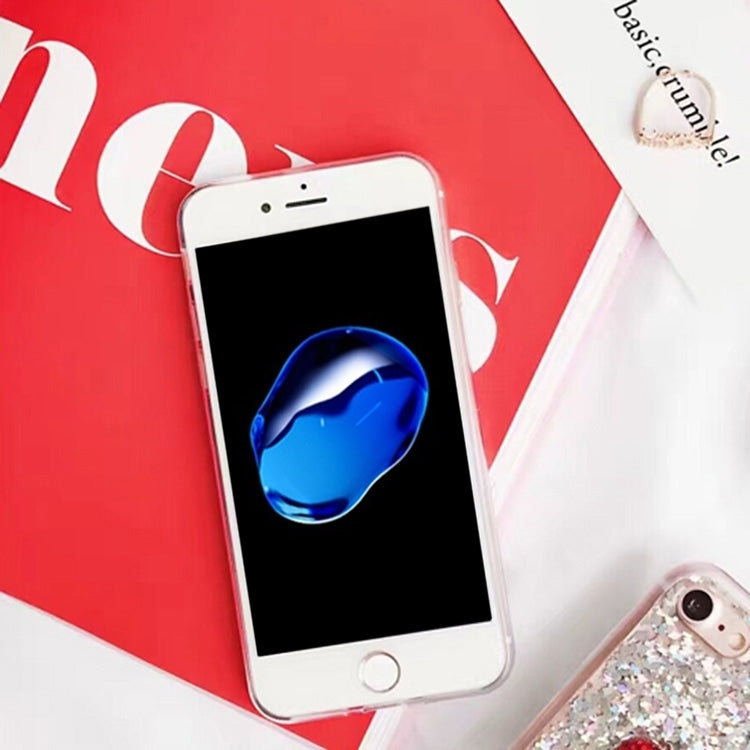 For  iPhone 8 & 7  Red Heart Shape Glitter Powder Soft TPU Protective Back Cover Case(White)