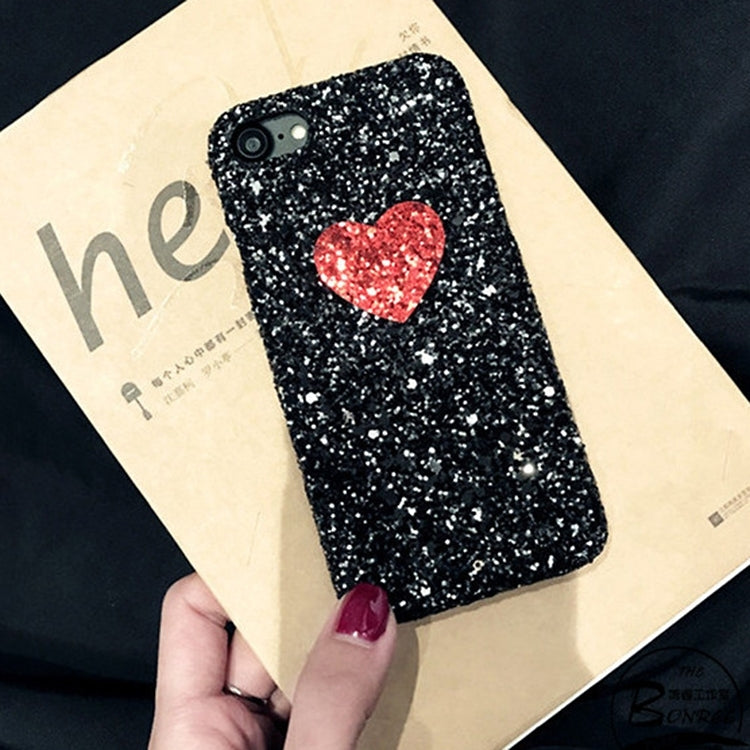 For  iPhone 8 & 7  Heart Shape Glitter Powder Hard Protective Back Cover Case