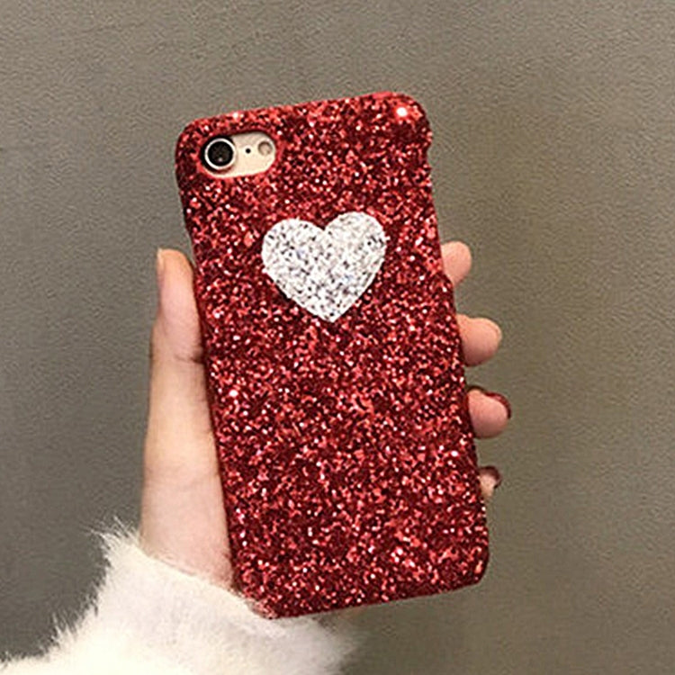 For  iPhone 8 & 7  Heart Shape Glitter Powder Hard Protective Back Cover Case