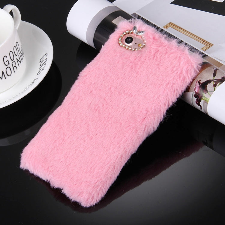 For  iPhone 8 & 7  Genuine Rabbit Hair Diamond Encrusted PC Protective Case