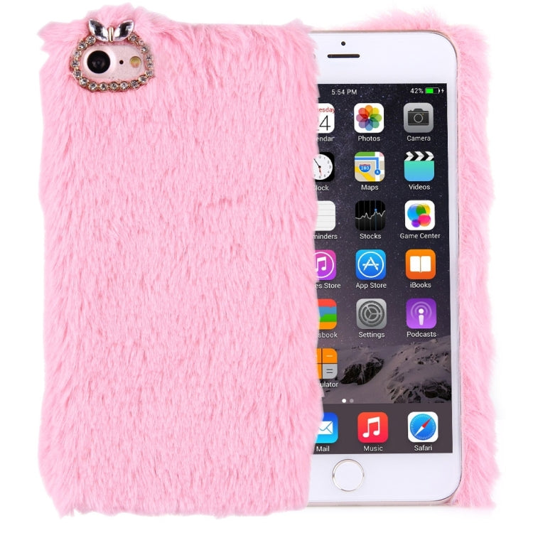 For  iPhone 8 & 7  Genuine Rabbit Hair Diamond Encrusted PC Protective Case