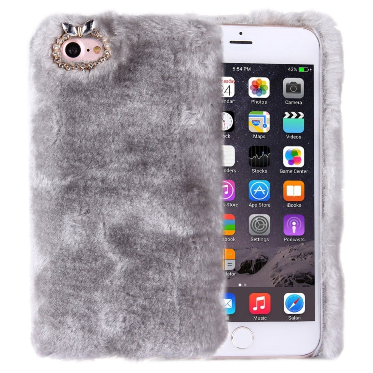 For  iPhone 8 & 7  Genuine Rabbit Hair Diamond Encrusted PC Protective Case