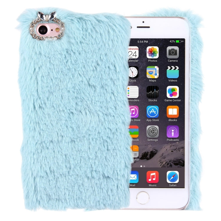 For  iPhone 8 & 7  Genuine Rabbit Hair Diamond Encrusted PC Protective Case