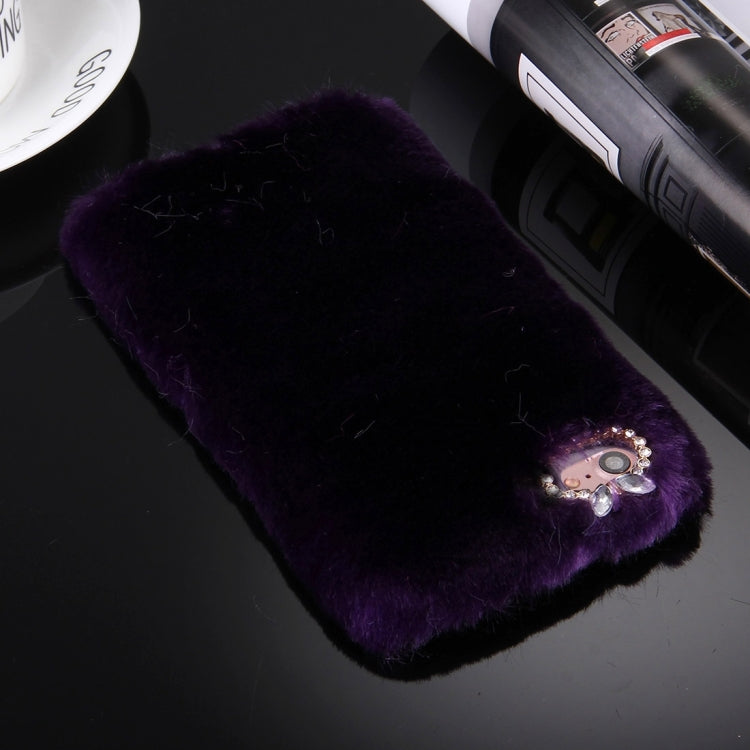 For  iPhone 8 & 7  Genuine Rabbit Hair Diamond Encrusted PC Protective Case