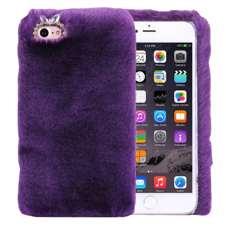 For  iPhone 8 & 7  Genuine Rabbit Hair Diamond Encrusted PC Protective Case