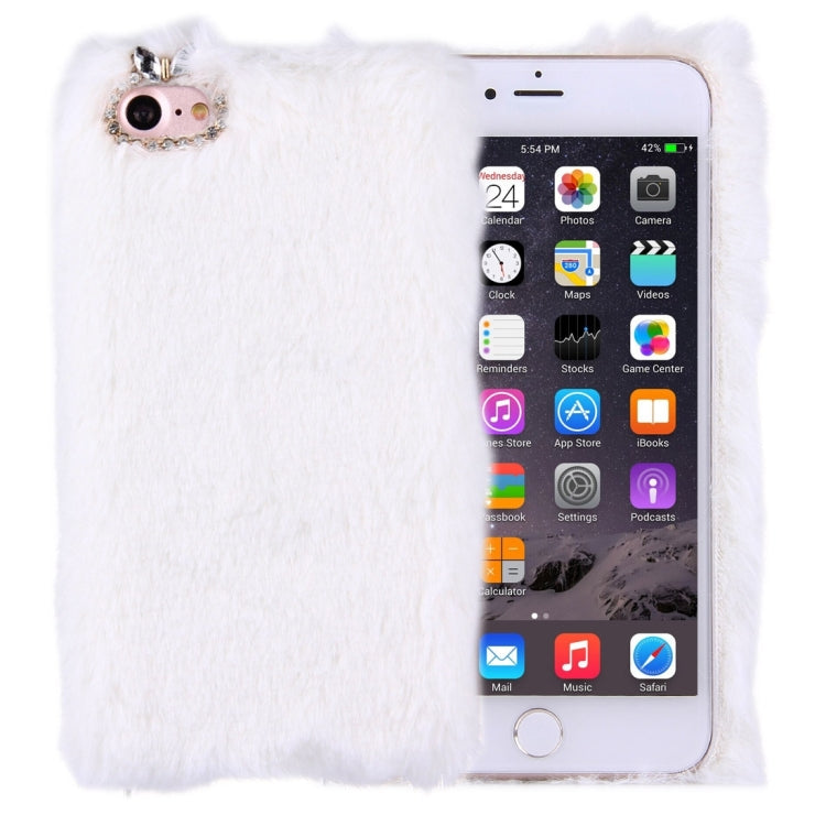 For  iPhone 8 & 7  Genuine Rabbit Hair Diamond Encrusted PC Protective Case