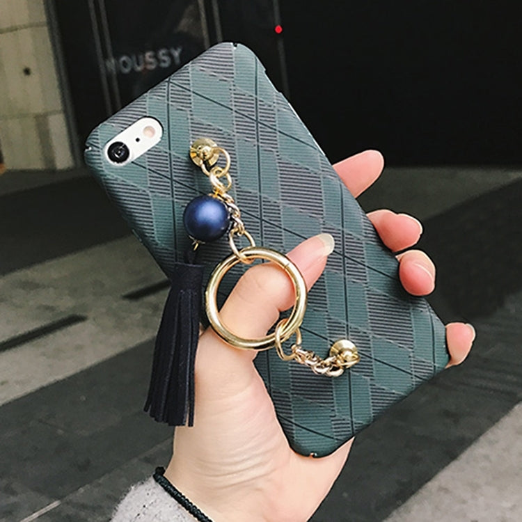 For  iPhone 8 & 7  Prismatic Pattern Full Coverage Hard Protective Back Cover Case with Tassels Pandent & Hand Chain