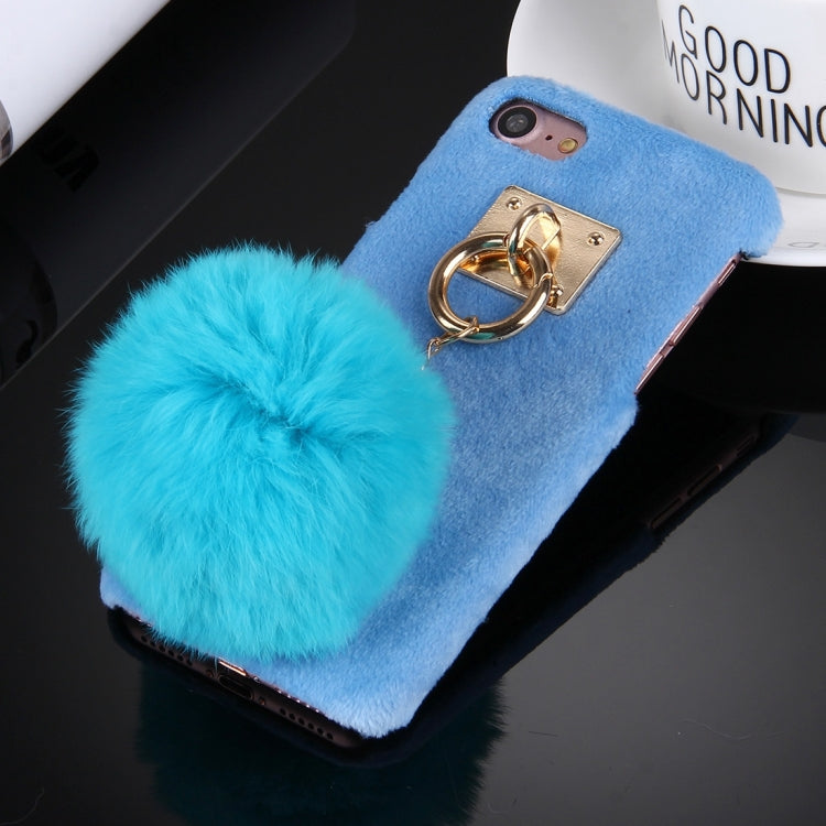 For  iPhone 8 & 7  Plush Cloth Cover PC Protective Case with Furry Ball Chain Pendant