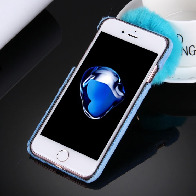 For  iPhone 8 & 7  Plush Cloth Cover PC Protective Case with Furry Ball Chain Pendant