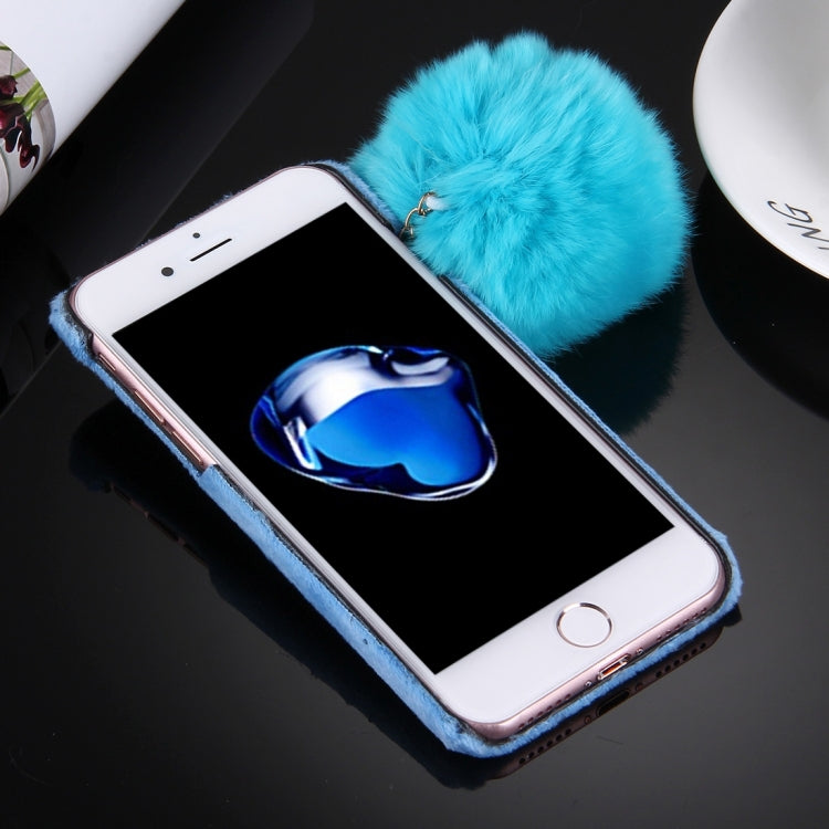 For  iPhone 8 & 7  Plush Cloth Cover PC Protective Case with Furry Ball Chain Pendant