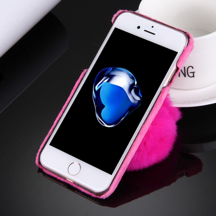 For  iPhone 8 & 7  Plush Cloth Cover PC Protective Case with Furry Ball Chain Pendant
