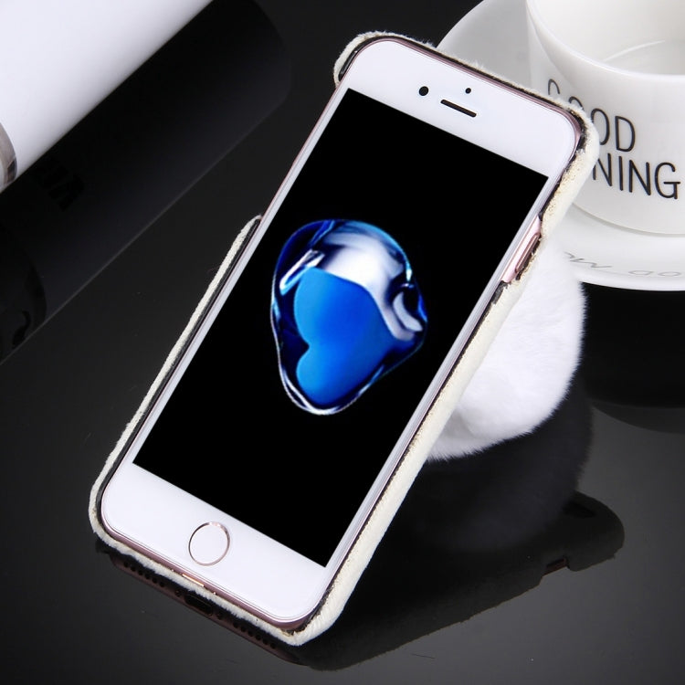 For  iPhone 8 & 7  Plush Cloth Cover PC Protective Case with Furry Ball Chain Pendant