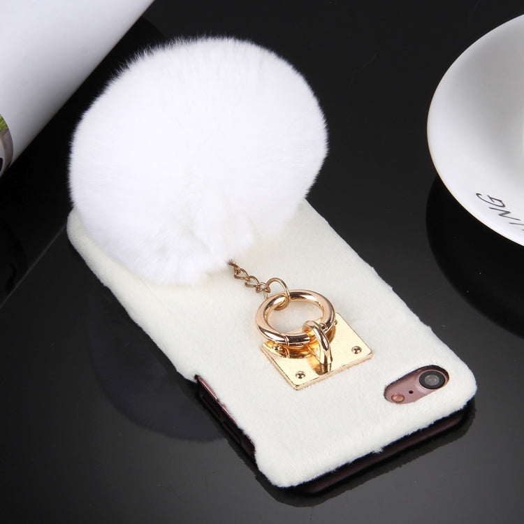 For  iPhone 8 & 7  Plush Cloth Cover PC Protective Case with Furry Ball Chain Pendant