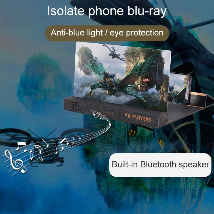 F19 12 inch Anti-reflective Universal Mobile Phone Screen Amplifier HD Video Amplifier with Stand & Bluetooth Speaker, Wood Grain Version