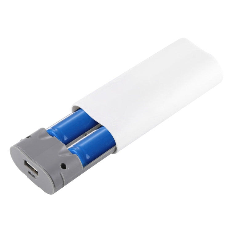 DIY 2x 18650 Batteries (Not Included) Portable Power Bank Shell Box Charger(White)
