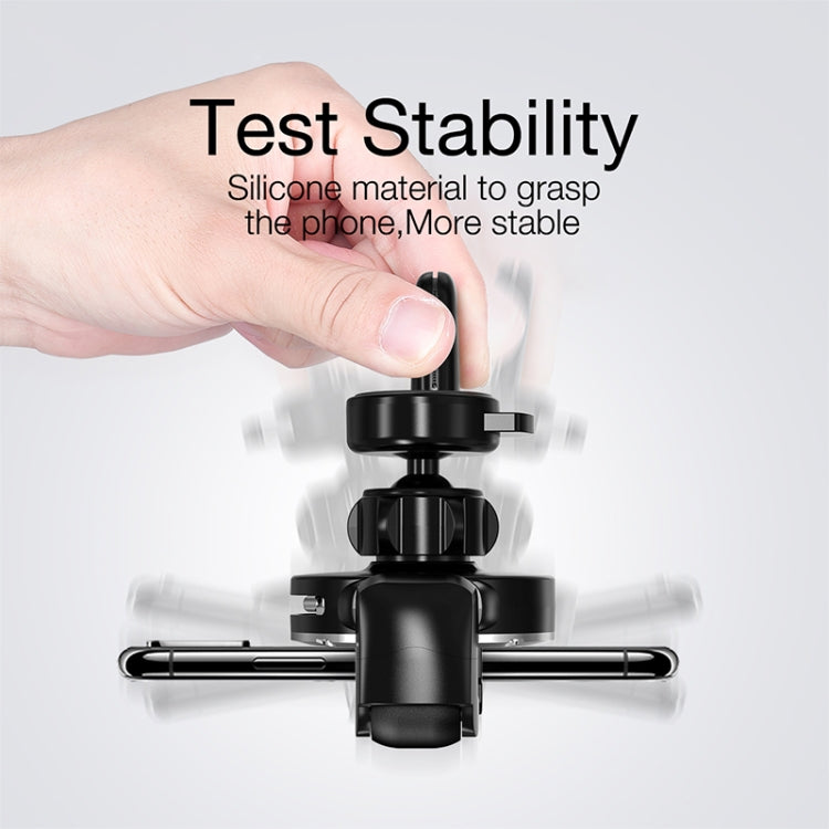 CAFELE Lock Series Horizontal and Vertical Screen Universal Version Aluminum Alloy Rotatable Mute Air Outlet Car Memory Spring Bracket Mobile Phone Holder Suitable for 4.5-6.5 inch Mobile Phone(Black)
